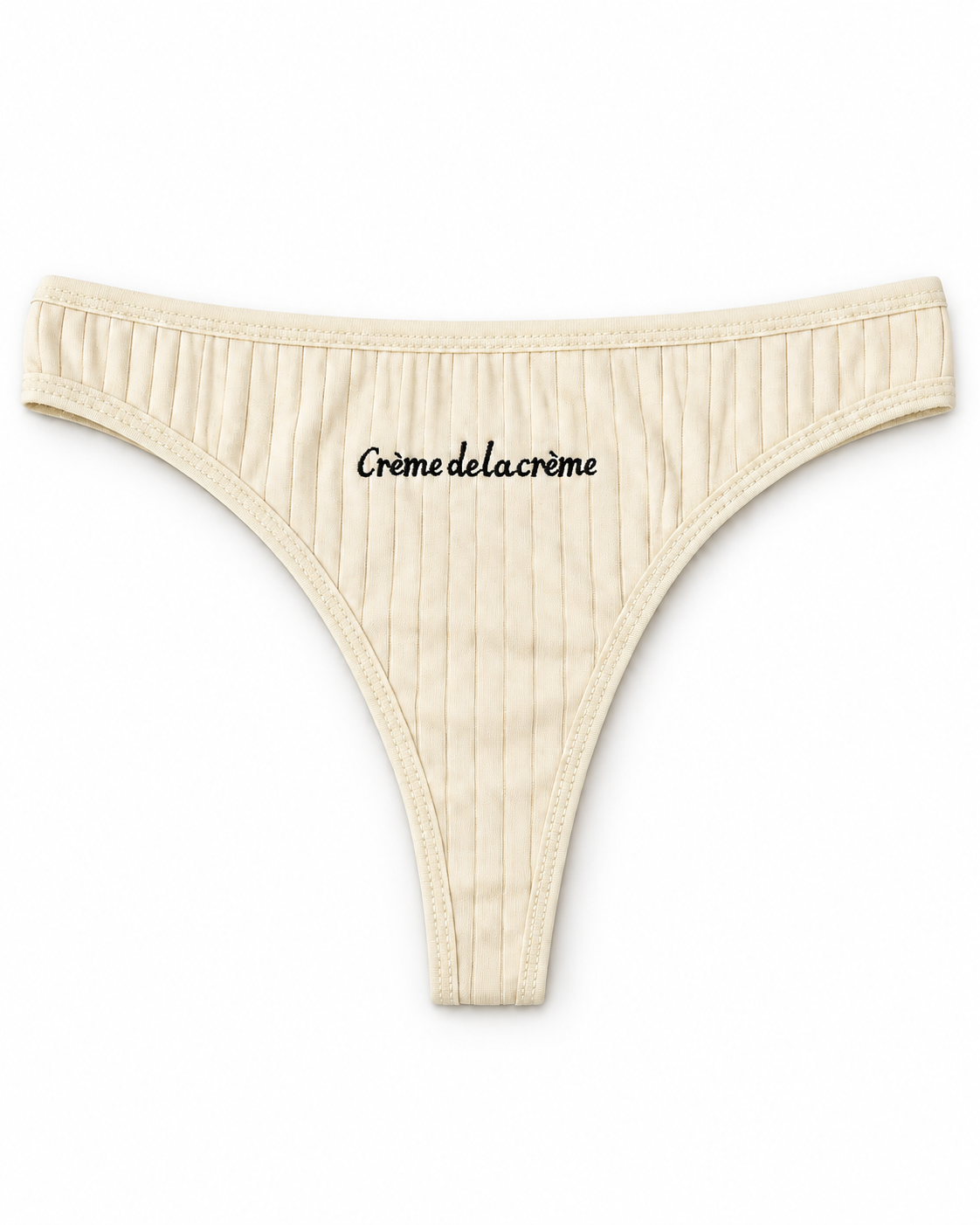 Crème de la crème — crema, mutanda a costine su sfondo bianco