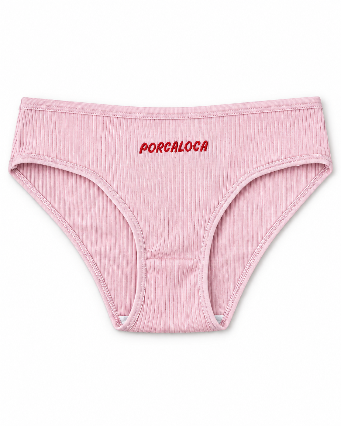 Porcaloca — rosa, mutanda a costine su sfondo bianco