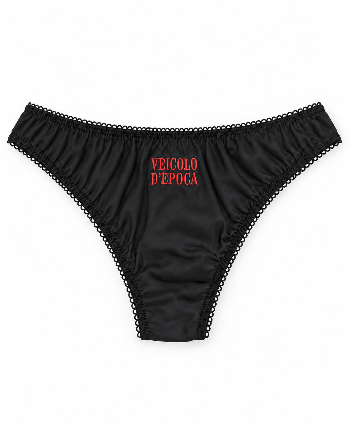 Veicolo d'epoca — nero, mutanda in seta su sfondo bianco