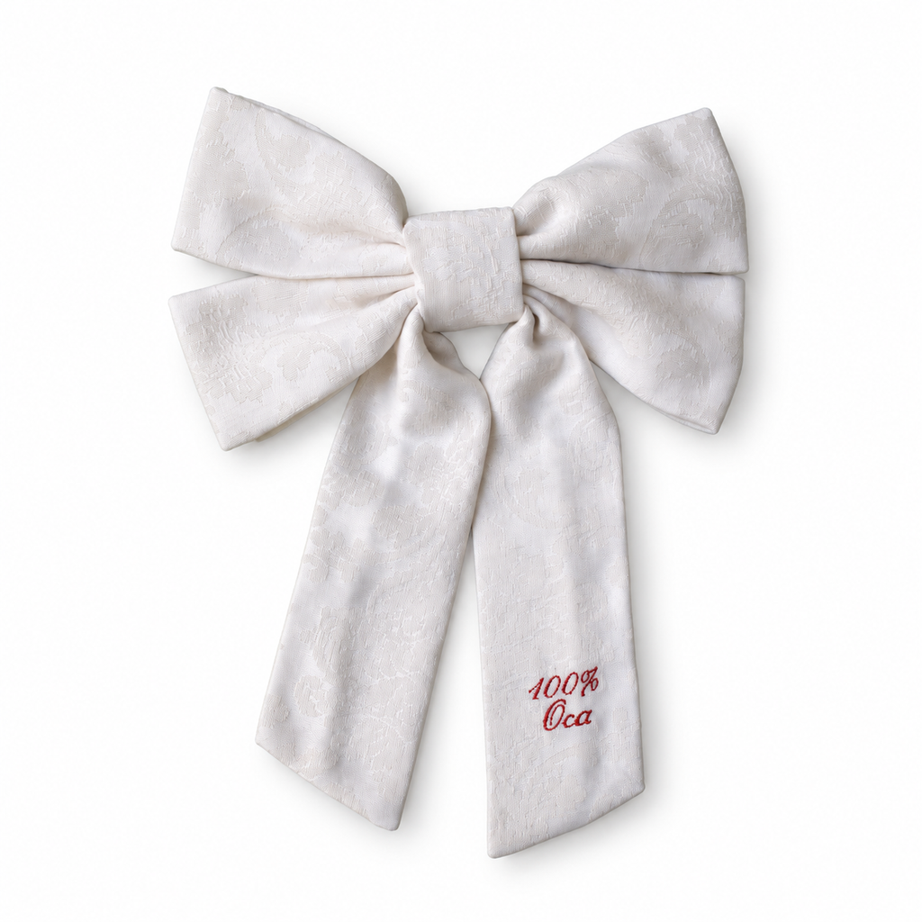 Fiocco Broccato bianco — 100% Oca, code lunghe — fronte del pezzo unico