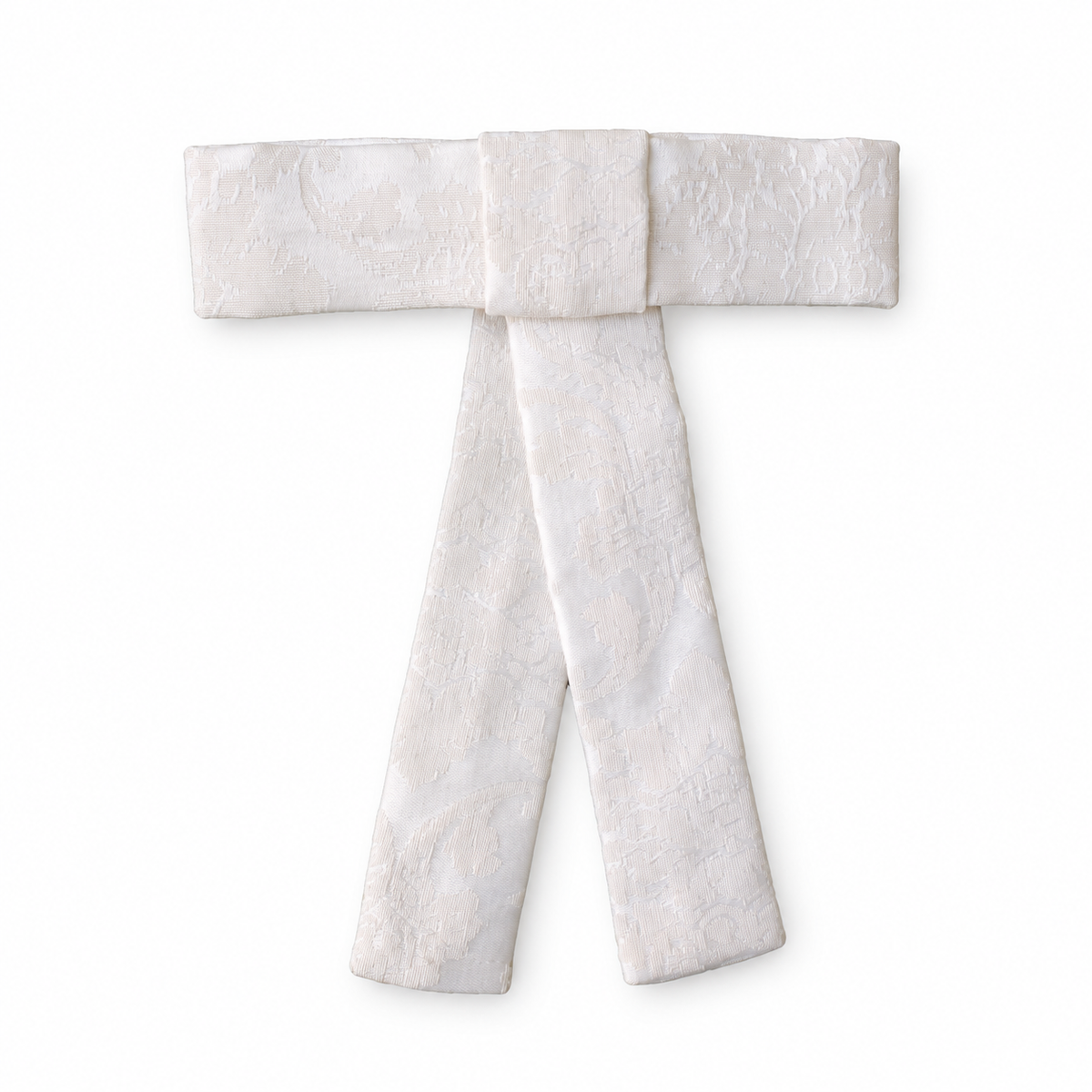 Fiocco Broccato bianco — code lunghe — fronte del pezzo unico