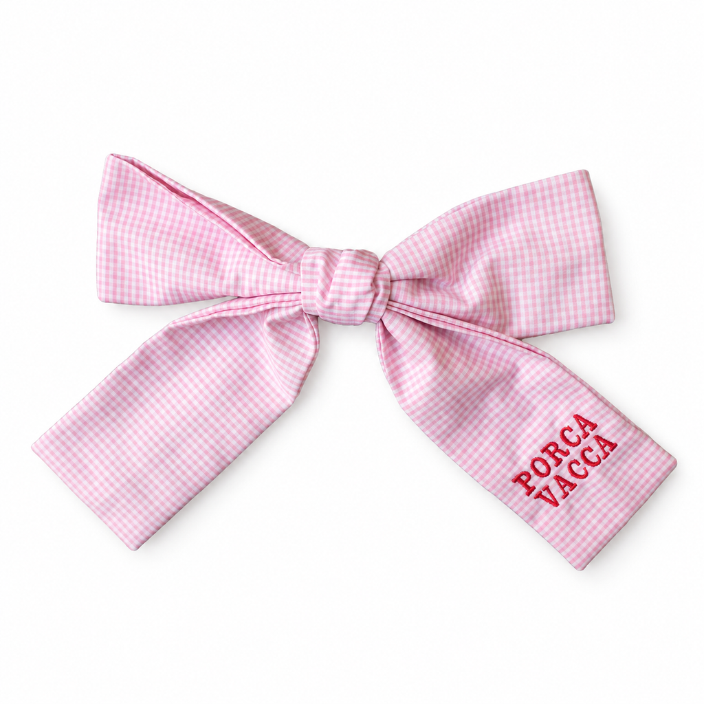 Fiocco Quadretti rosa — PORCA VACCA — fronte del pezzo unico