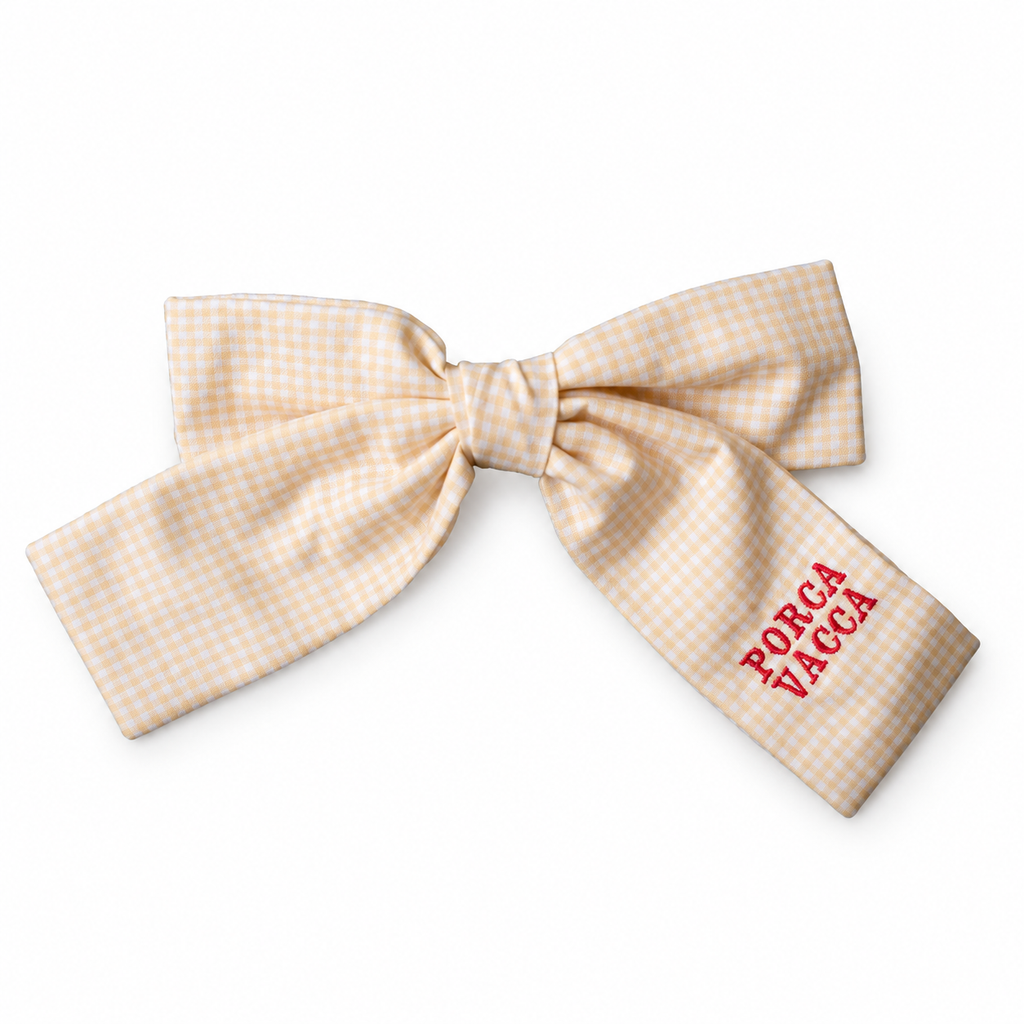 Fiocco Quadretti beige — PORCA VACCA — fronte del pezzo unico
